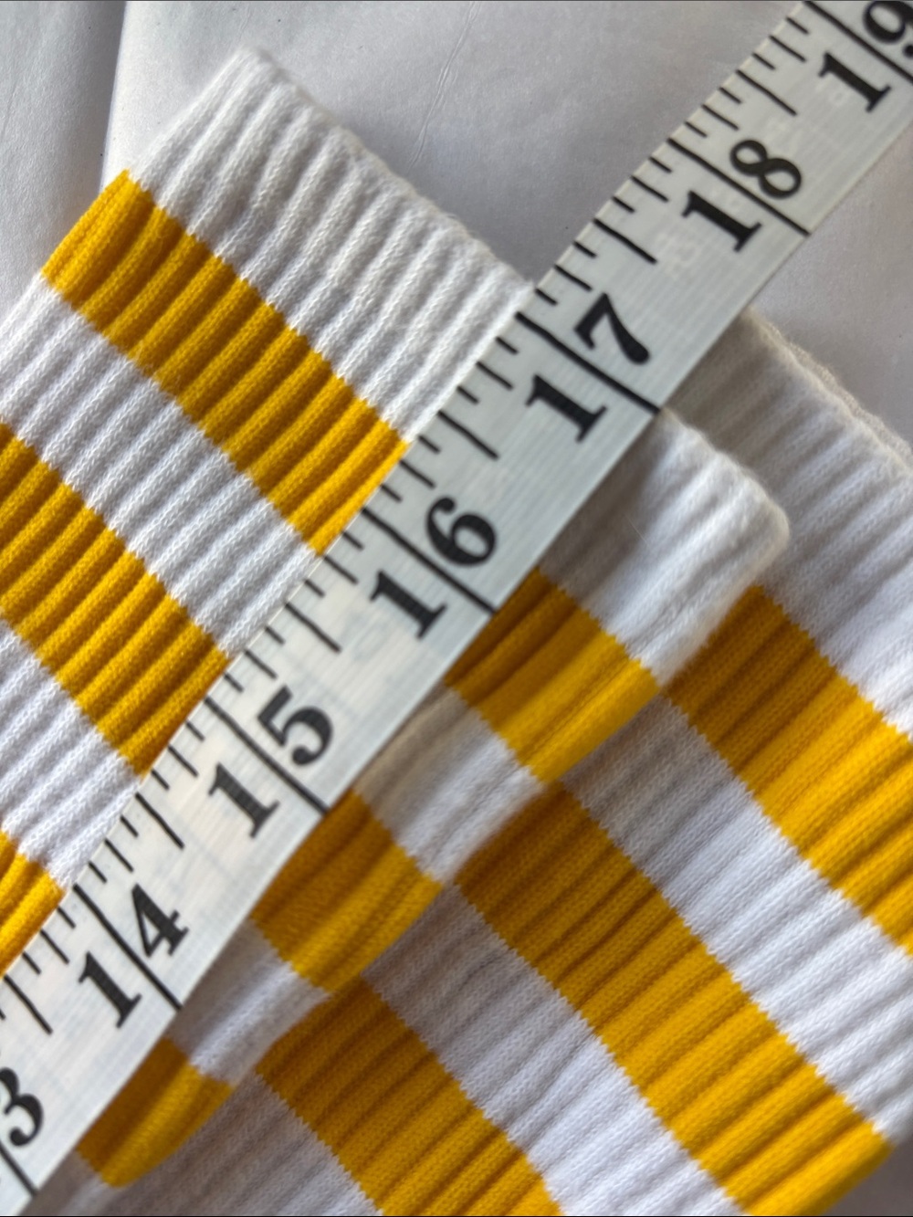 White Athletic Crew Socks with Yellow Stripes - Picture 4 of 4